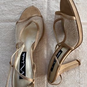 Gold Colored Mesh Heels